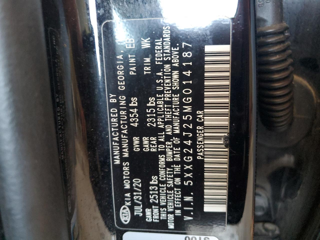 2021 Kia K5 Lx VIN: 5XXG24J25MG014187 Lot: 80788425