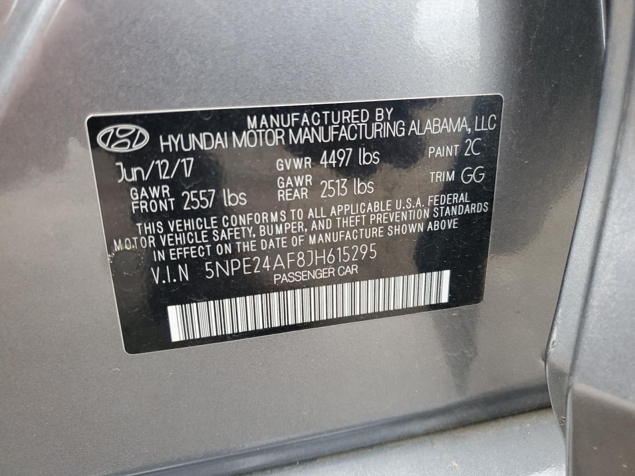 2018 Hyundai Sonata Se VIN: 5NPE24AF8JH615295 Lot: 81614175