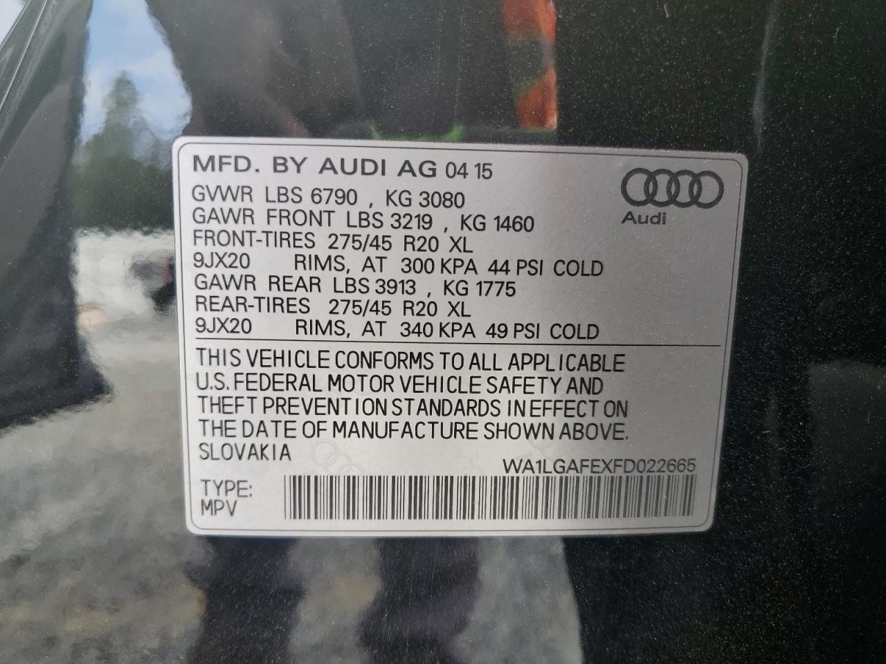 2015 Audi Q7 Premium Plus VIN: WA1LGAFEXFD022665 Lot: 80369585