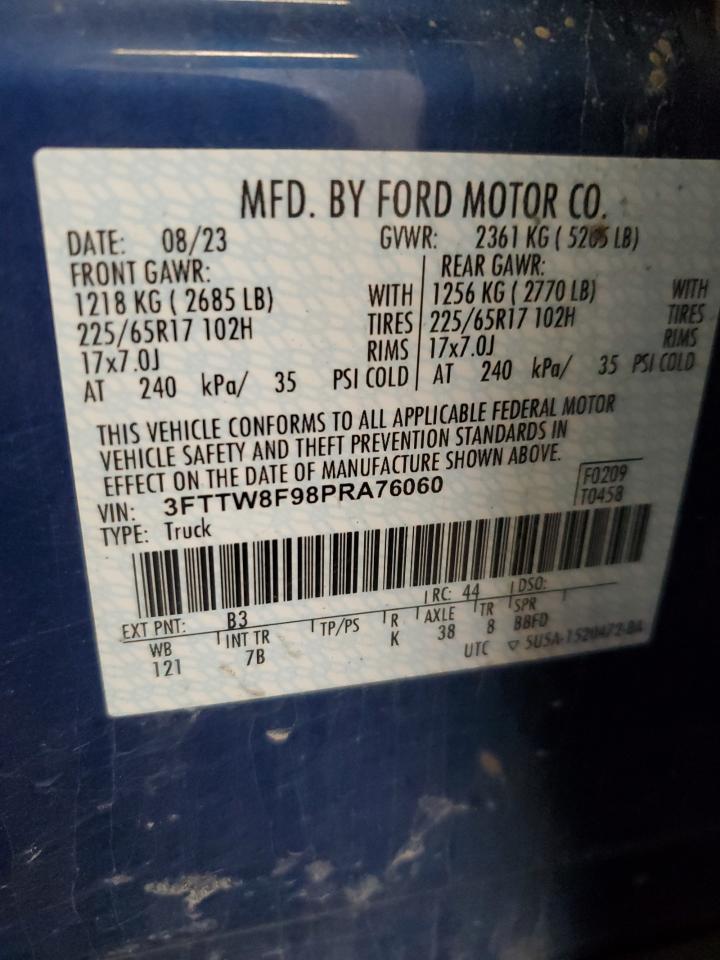 2023 Ford Maverick Xl VIN: 3FTTW8F98PRA76060 Lot: 84183775