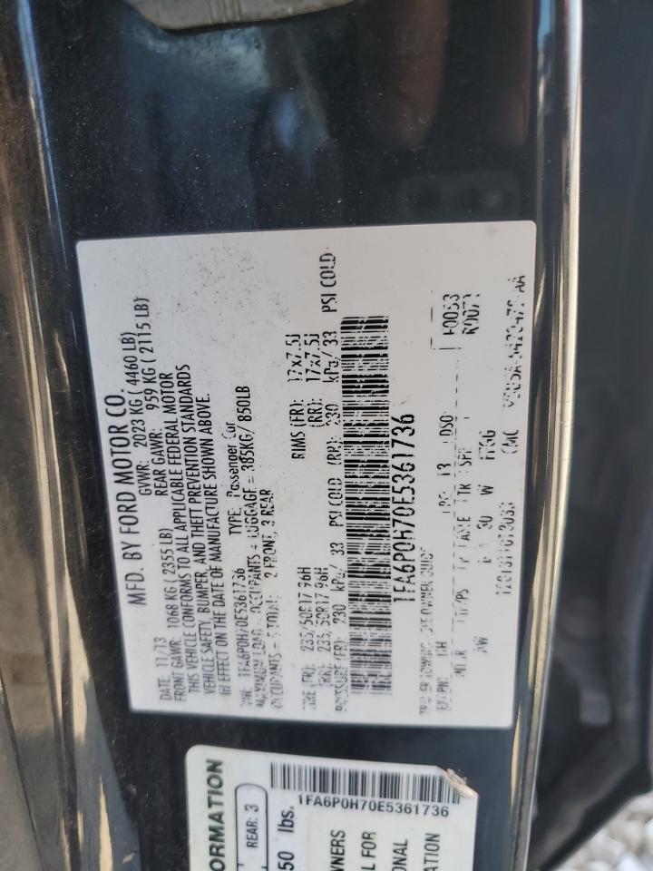 2014 Ford Fusion Se VIN: 1FA6P0H70E5361736 Lot: 80266565