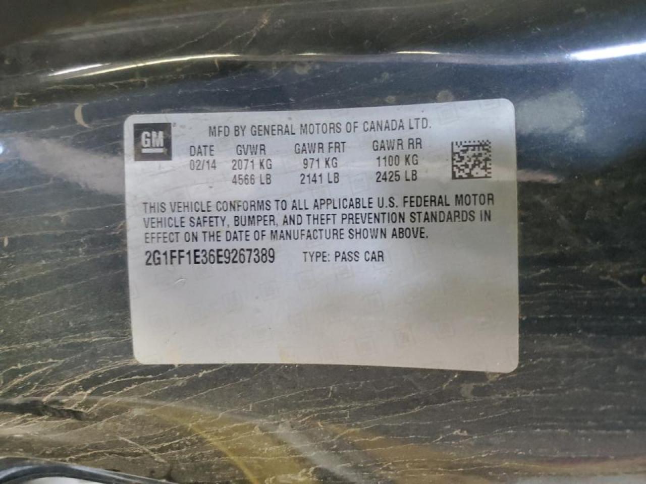 2014 Chevrolet Camaro Lt VIN: 2G1FF1E36E9267389 Lot: 71352725