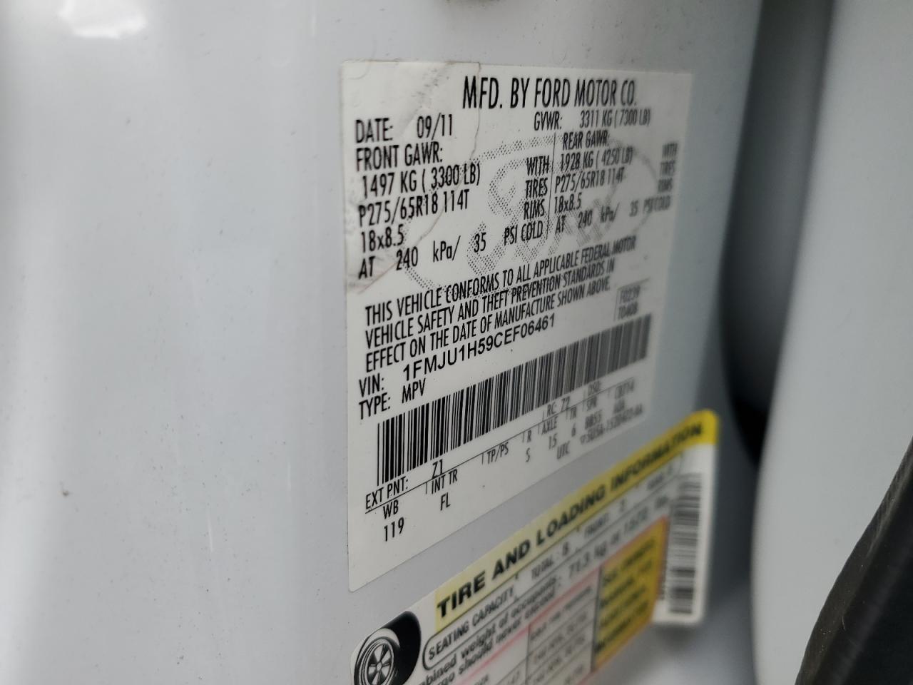 2012 Ford Expedition Xlt VIN: 1FMJU1H59CEF06461 Lot: 82145655