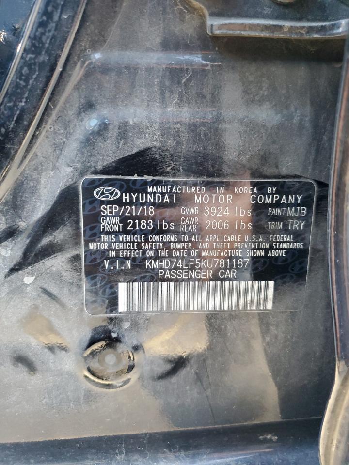 2019 Hyundai Elantra Se VIN: KMHD74LF5KU781187 Lot: 71873065