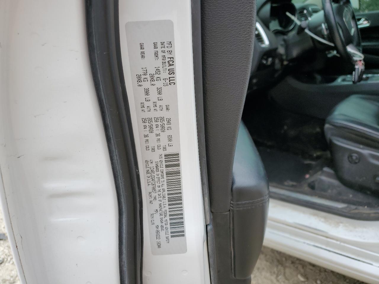 2015 Dodge Durango Limited VIN: 1C4RDJDG4FC870057 Lot: 71723495