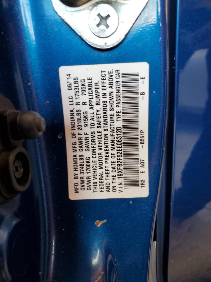 2014 Honda Civic Lx VIN: 19XFB2F52EE063120 Lot: 80658725