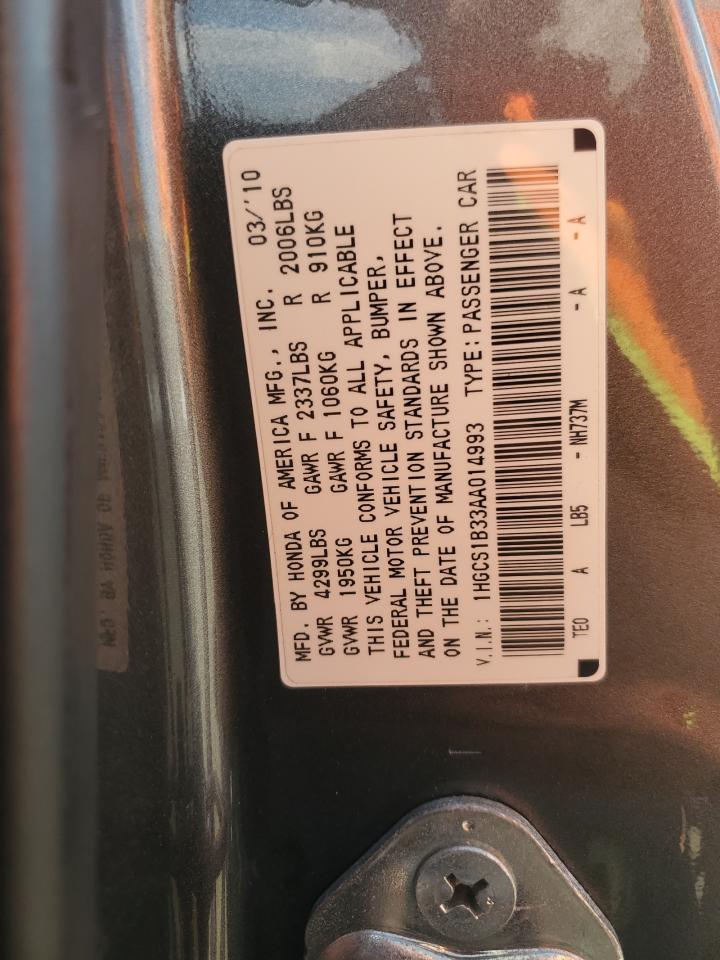 2010 Honda Accord Lx VIN: 1HGCS1B33AA014993 Lot: 80796845