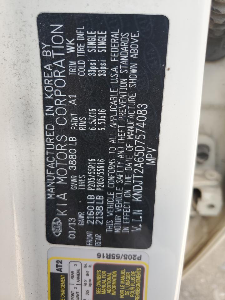 2013 Kia Soul + VIN: KNDJT2A65D7574083 Lot: 84022655