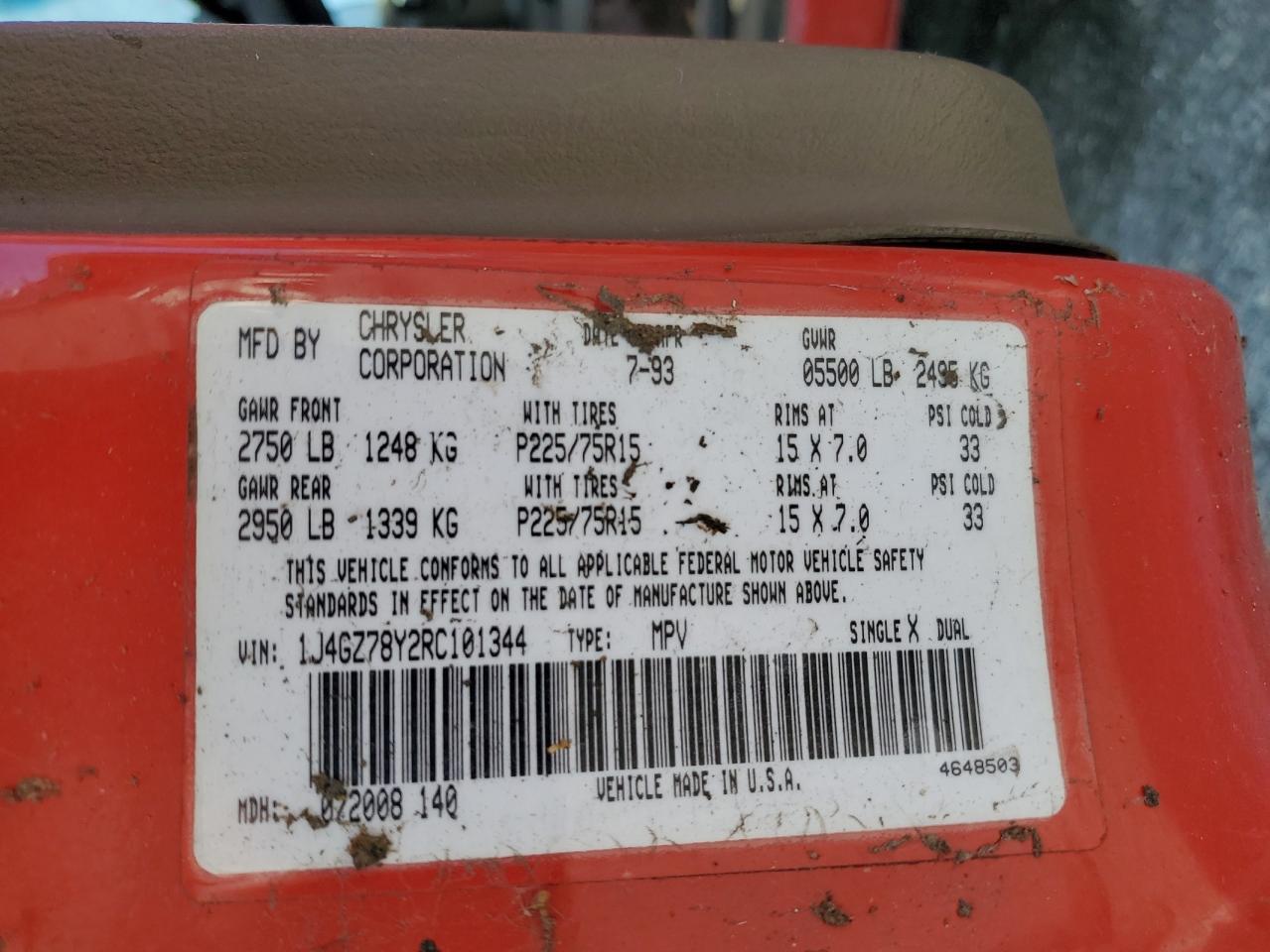 1994 Jeep Grand Cherokee Limited VIN: 1J4GZ78Y2RC101344 Lot: 83863965