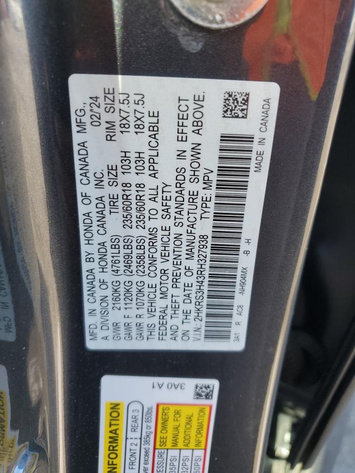2024 Honda Cr-V Ex VIN: 2HKRS3H43RH327938 Lot: 80137365