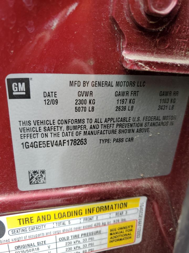 2010 Buick Lacrosse Cxs VIN: 1G4GE5EV4AF178263 Lot: 80562775