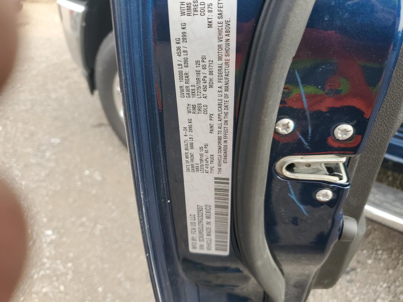 2024 Ram 2500 Big Horn VIN: 3C6UR5DJ2RG322937 Lot: 84747475