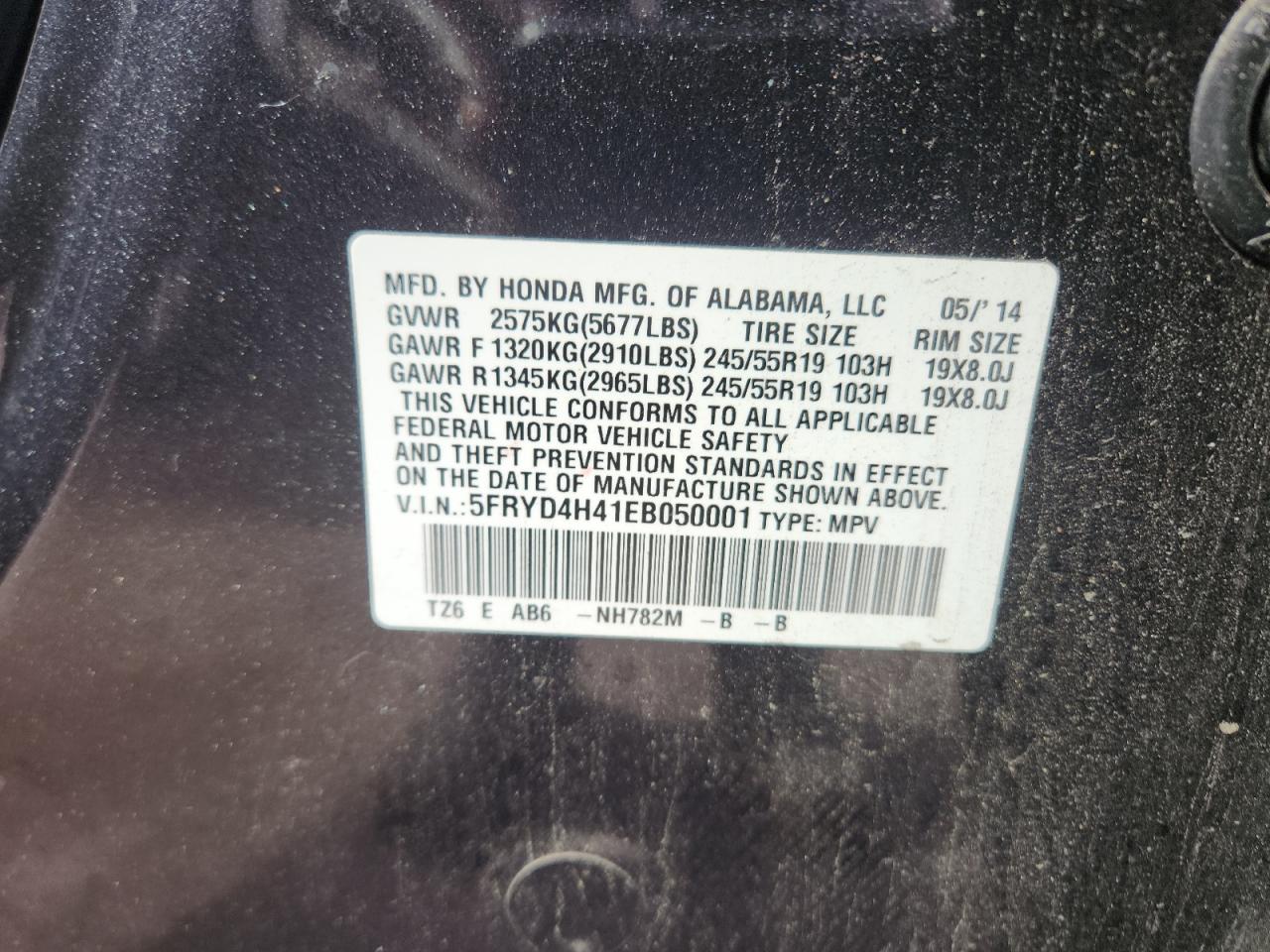 2014 Acura Mdx Technology VIN: 5FRYD4H41EB050001 Lot: 70462095