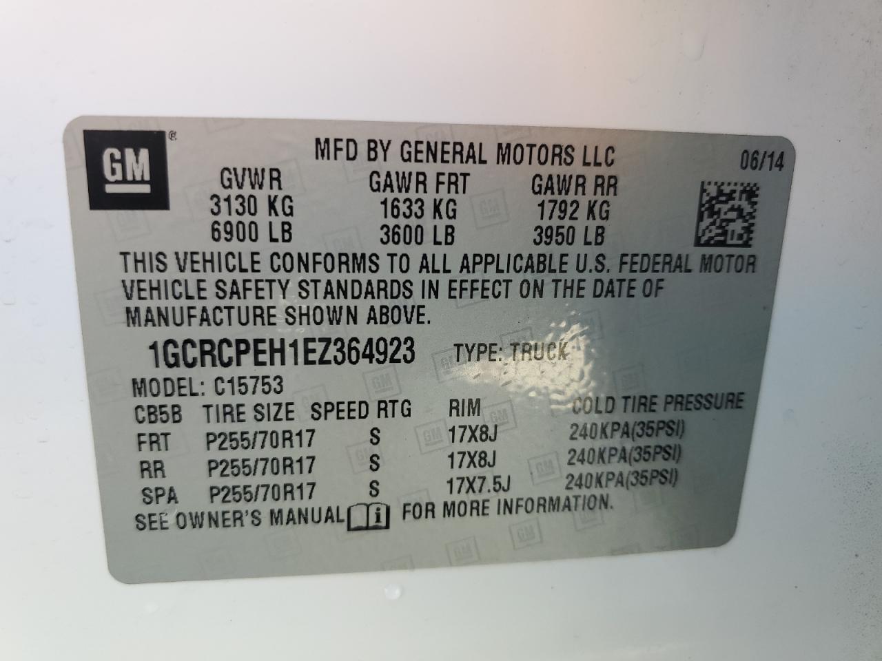 2014 Chevrolet Silverado C1500 VIN: 1GCRCPEH1EZ364923 Lot: 70423075