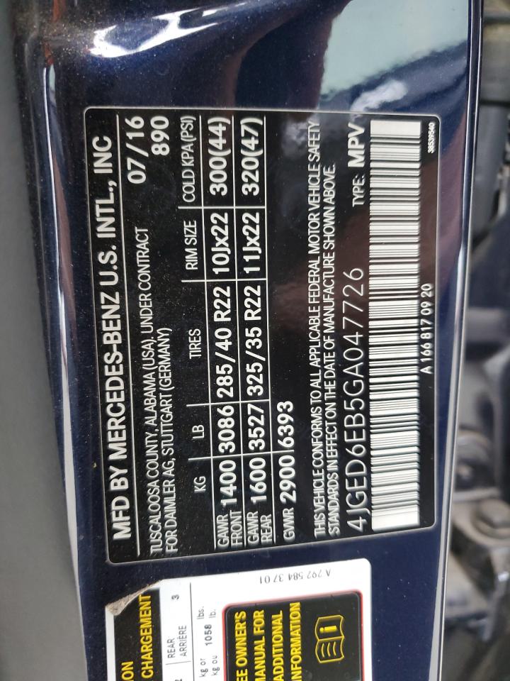 2016 Mercedes-Benz Gle Coupe 450 4Matic VIN: 4JGED6EB5GA047726 Lot: 81867635