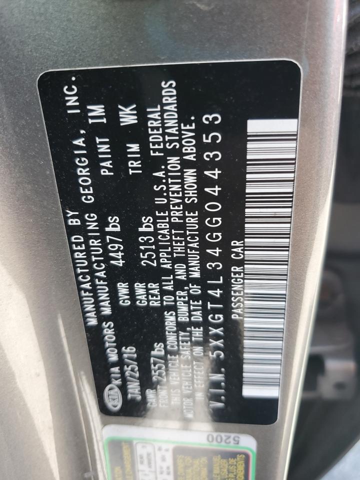 2016 Kia Optima Lx VIN: 5XXGT4L34GG044353 Lot: 80400735