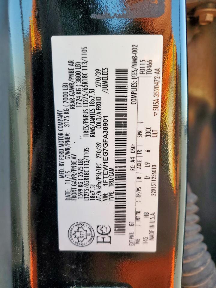 2016 Ford F150 Supercrew VIN: 1FTEW1EG7GFA38901 Lot: 70995665