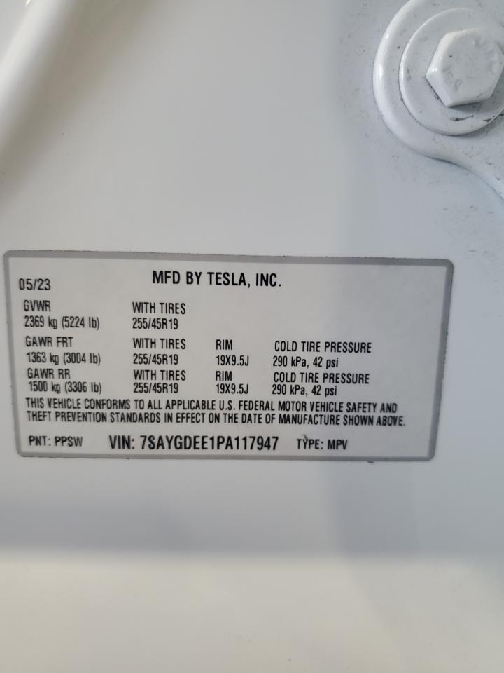 2023 Tesla Model Y VIN: 7SAYGDEE1PA117947 Lot: 82115595