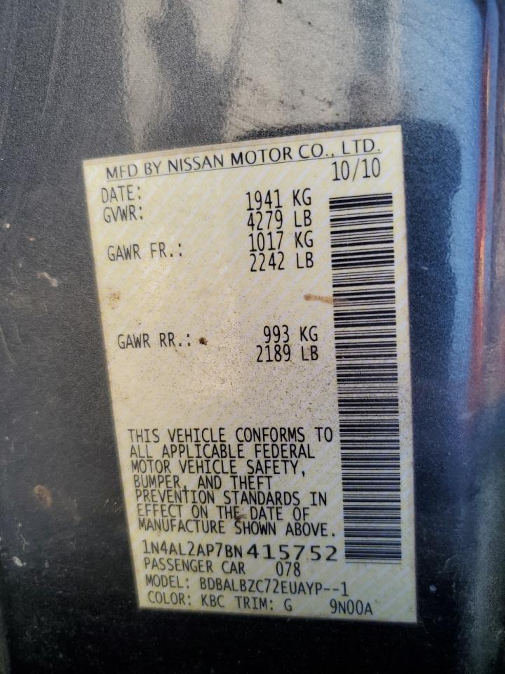 2011 Nissan Altima Base VIN: 1N4AL2AP7BN415752 Lot: 80681805