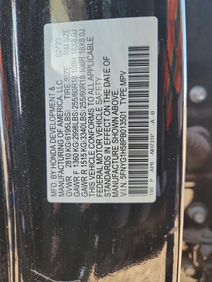 2023 Honda Pilot Exl VIN: 5FNYG1H58PB013501 Lot: 70860505