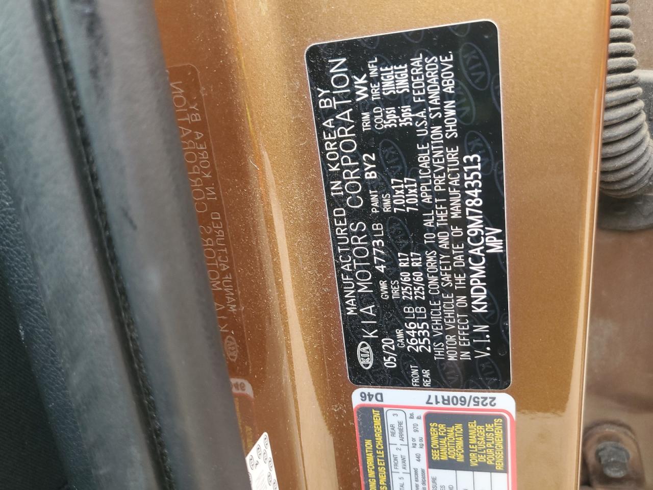 2021 Kia Sportage Lx VIN: KNDPMCAC9M7843513 Lot: 80192565