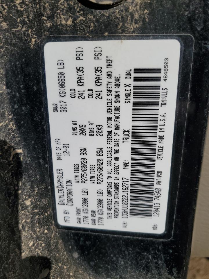 2002 Dodge Ram 1500 VIN: 1D3HU18Z22J162717 Lot: 81113665