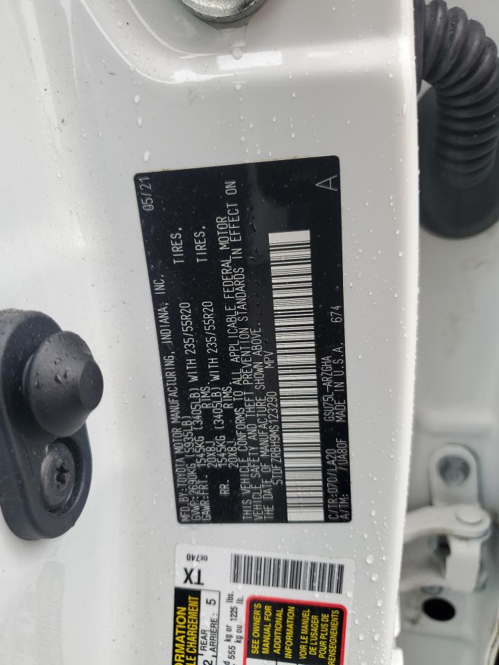 2021 Toyota Highlander Platinum VIN: 5TDFZRBH9MS123290 Lot: 84545465