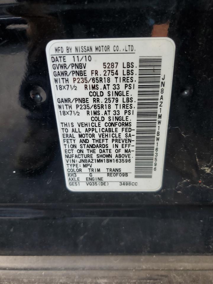 2011 Nissan Murano S VIN: JN8AZ1MW1BW163596 Lot: 71363145