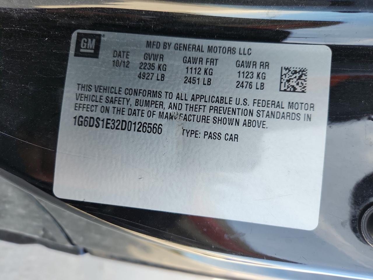 2013 Cadillac Cts Premium Collection VIN: 1G6DS1E32D0126566 Lot: 81748735