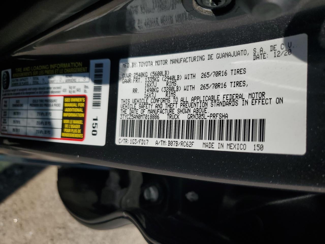 2021 Toyota Tacoma Double Cab VIN: 3TYCZ5AN0MT018886 Lot: 80295725