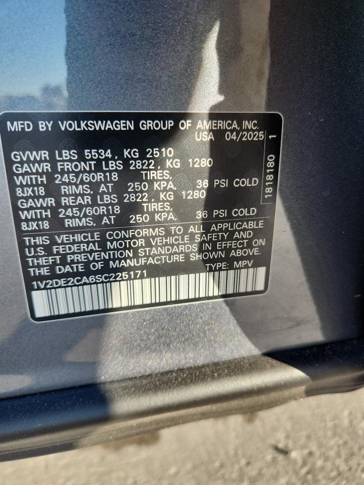 2025 Volkswagen Atlas Cross Sport Se VIN: 1V2DE2CA6SC225171 Lot: 80819715