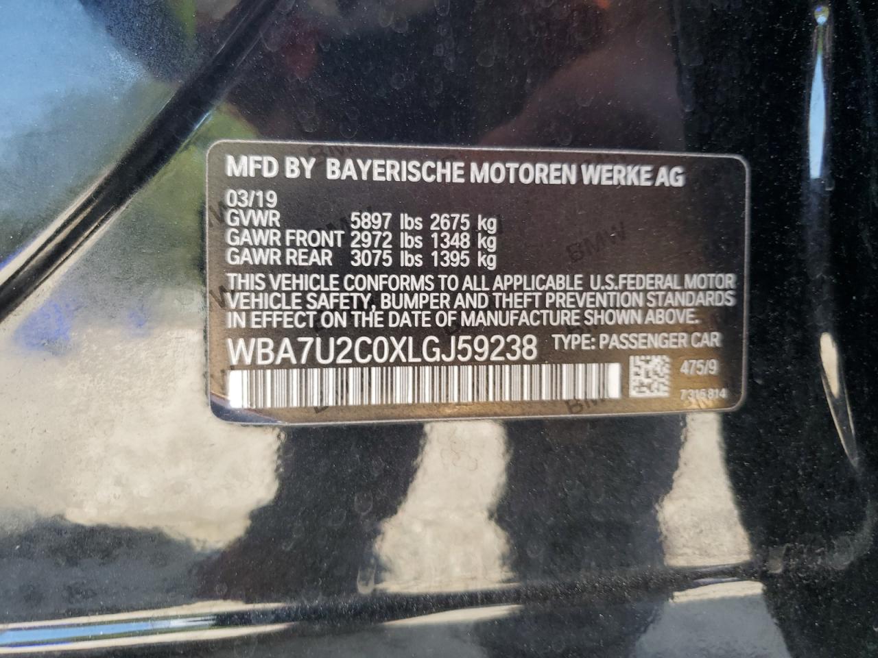 2020 BMW 750 Xi VIN: WBA7U2C0XLGJ59238 Lot: 81763845