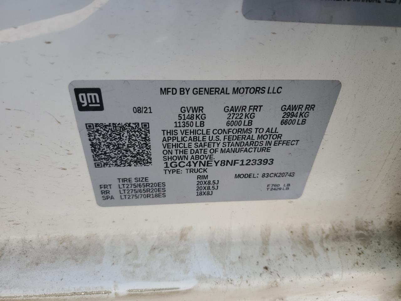 2022 Chevrolet Silverado K2500 Heavy Duty Lt VIN: 1GC4YNEY8NF123393 Lot: 80875335