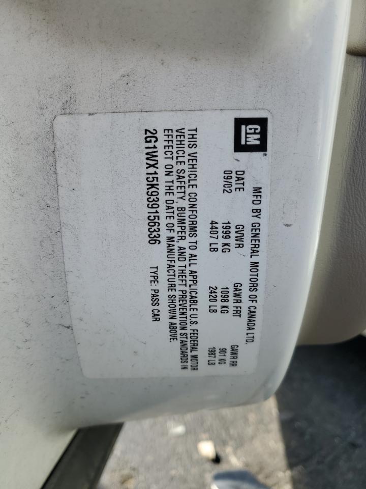 2003 Chevrolet Monte Carlo Ss VIN: 2G1WX15K939156336 Lot: 70931025