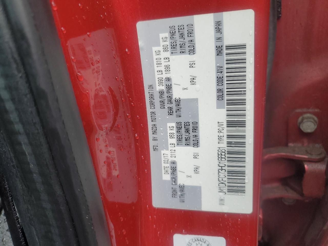 2017 Mazda Cx-3 Touring VIN: JM1DKFC73H0166581 Lot: 80788355