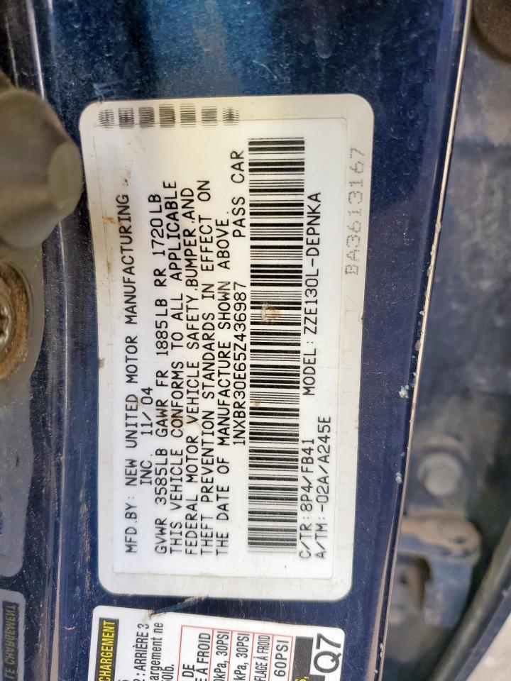 2005 Toyota Corolla Ce VIN: 1NXBR30E65Z436987 Lot: 81325575