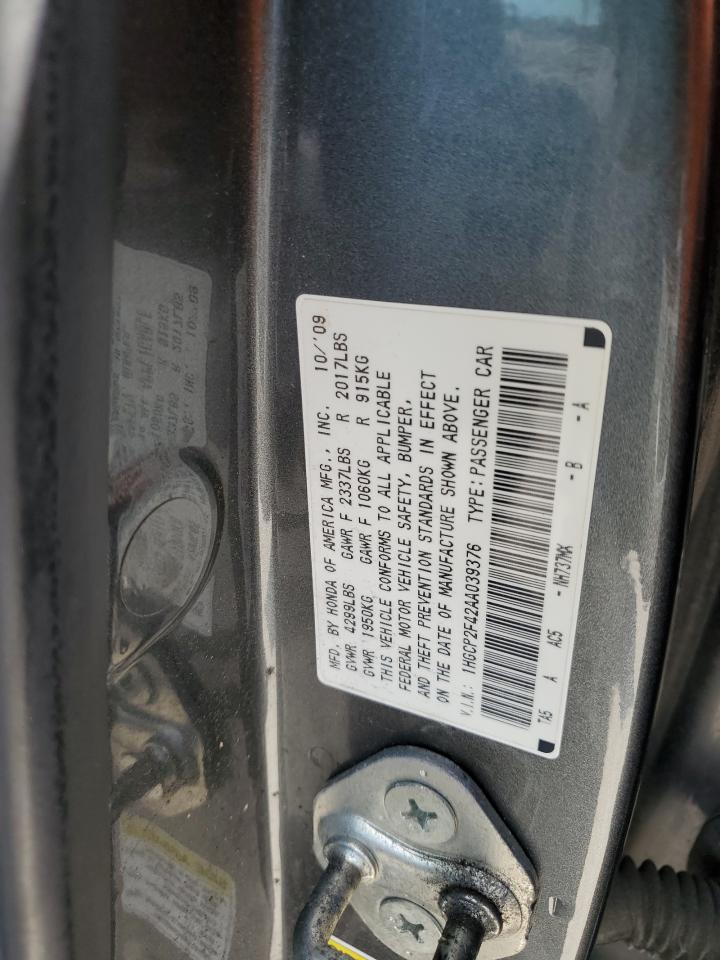 2010 Honda Accord Lxp VIN: 1HGCP2F42AA039376 Lot: 84605255
