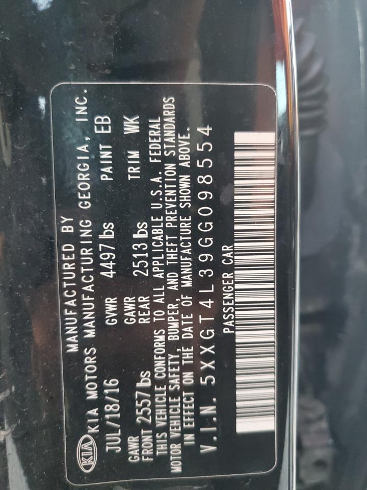 2016 Kia Optima Lx VIN: 5XXGT4L39GG098554 Lot: 80703345