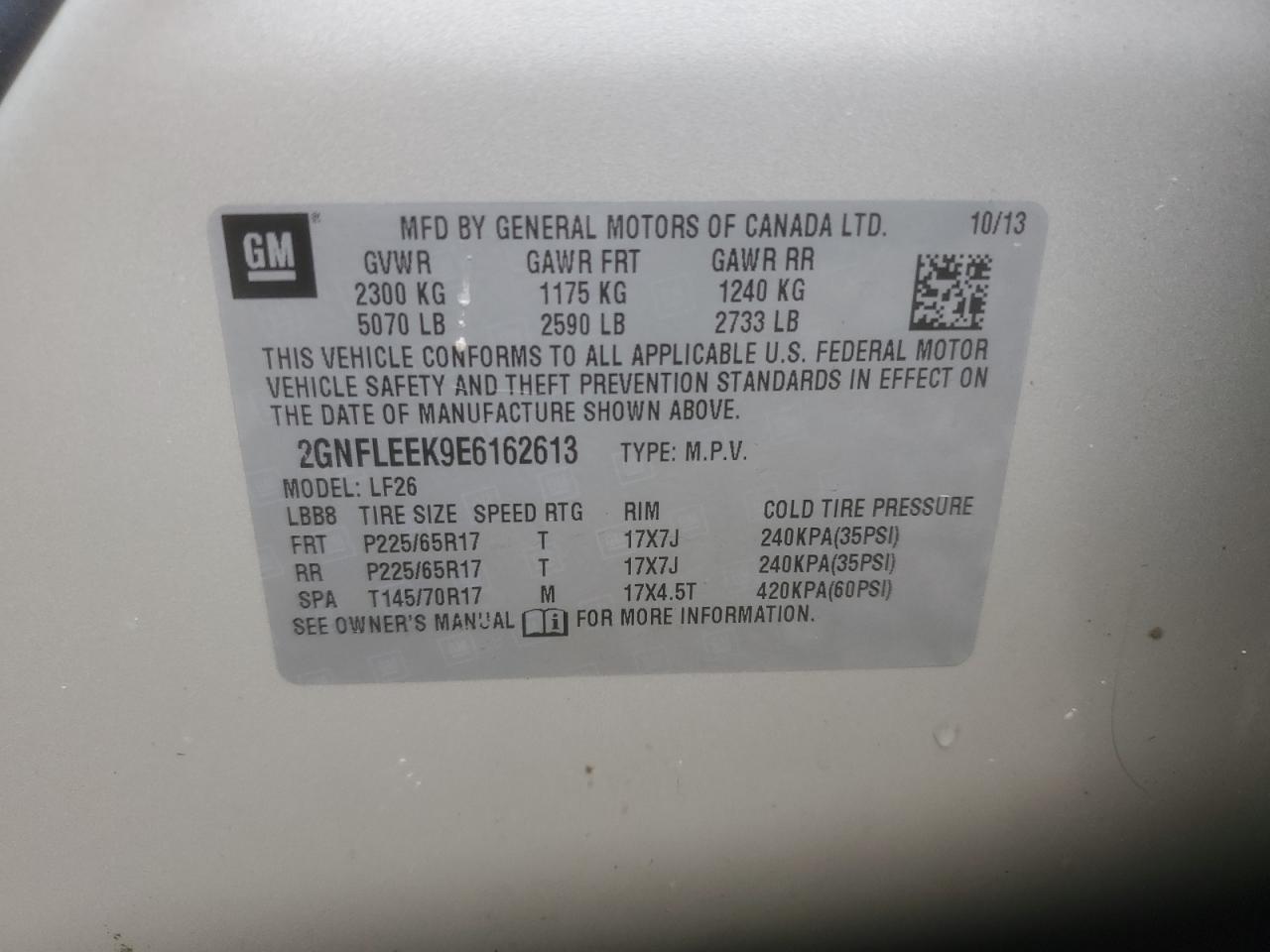 2014 Chevrolet Equinox Ls VIN: 2GNFLEEK9E6162613 Lot: 81490605