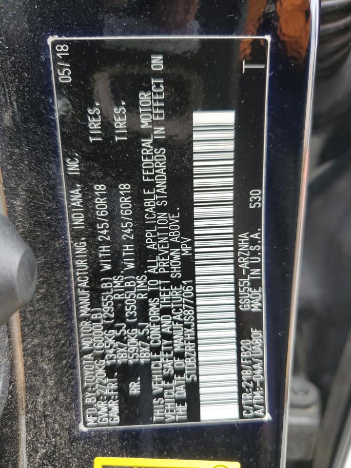 2018 Toyota Highlander Le VIN: 5TDBZRFHXJS877061 Lot: 81778305