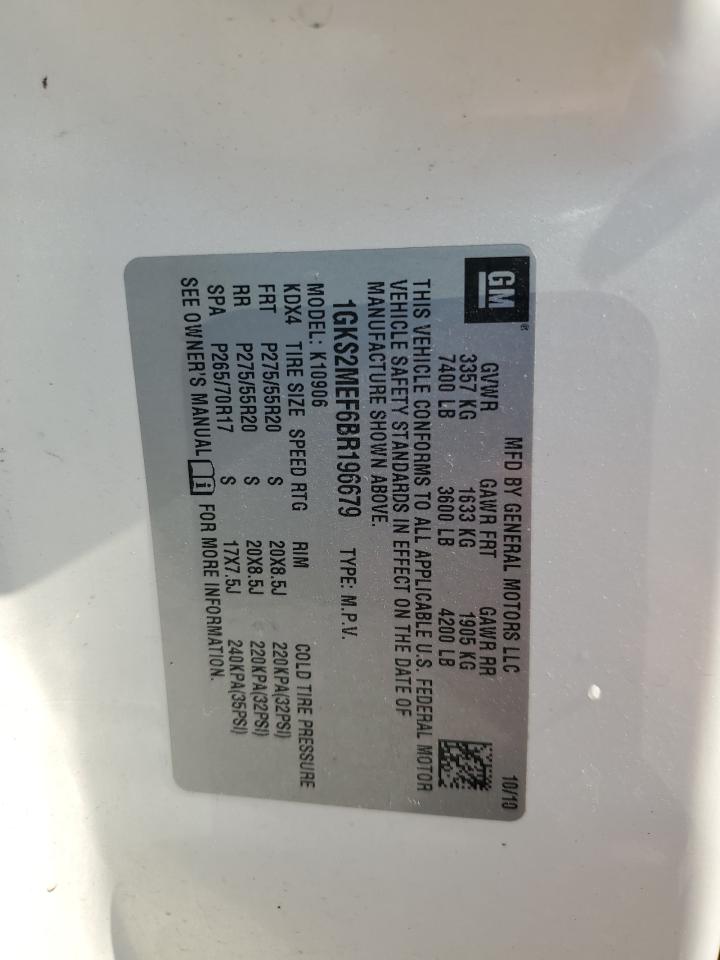 2011 GMC Yukon Xl Denali VIN: 1GKS2MEF6BR196679 Lot: 80645515