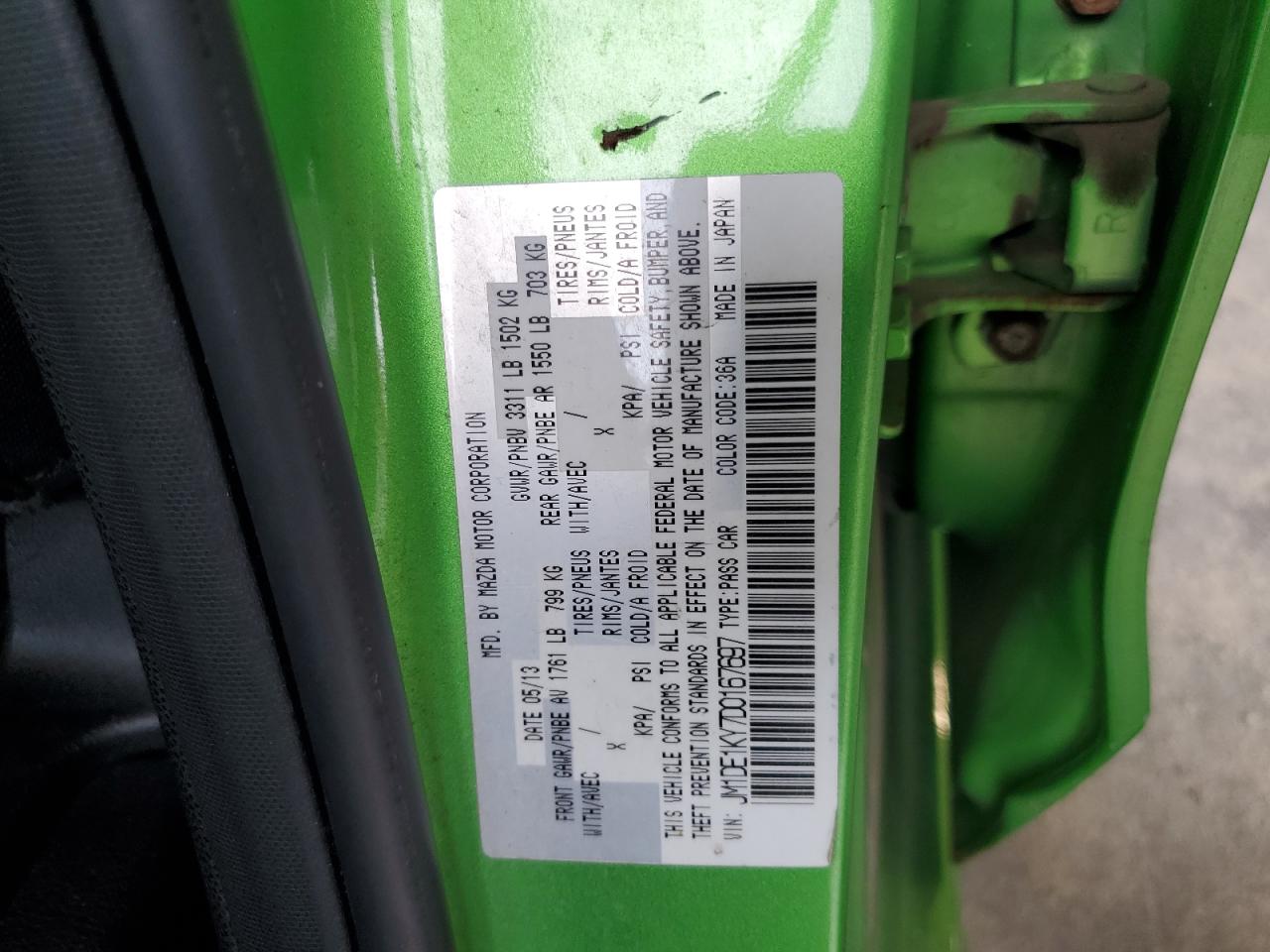 2013 Mazda Mazda2 VIN: JM1DE1KY7D0167697 Lot: 81077295