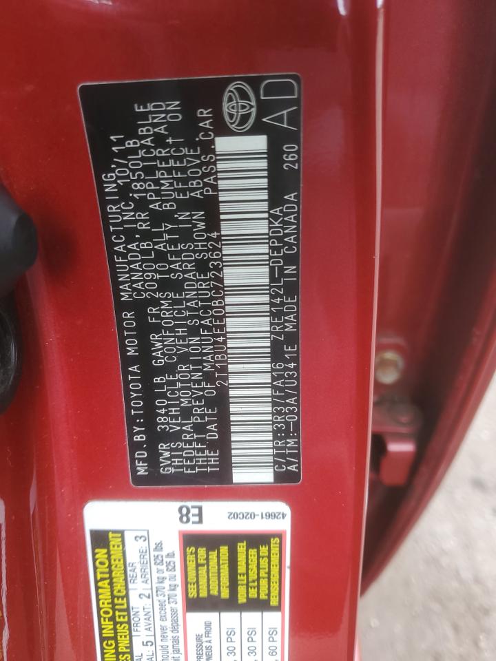 2011 Toyota Corolla Base VIN: 2T1BU4EE0BC723624 Lot: 81253405