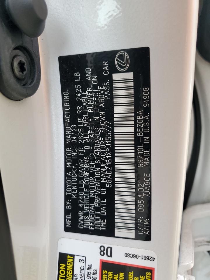 2023 Lexus Es 350 Base VIN: 58ADZ1B1XPU155777 Lot: 81917235