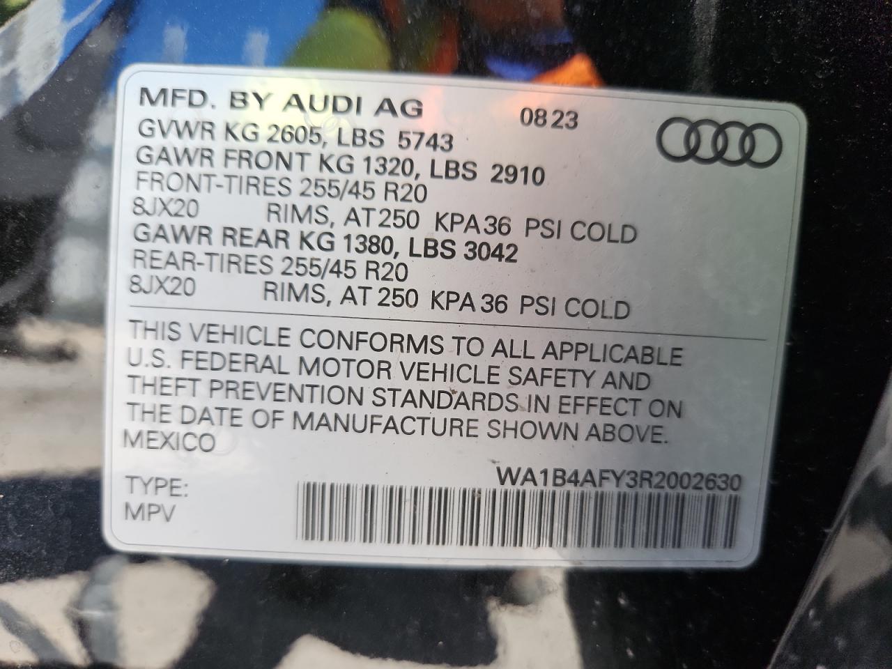 2024 Audi Sq5 Premium Plus VIN: WA1B4AFY3R2002630 Lot: 83875445