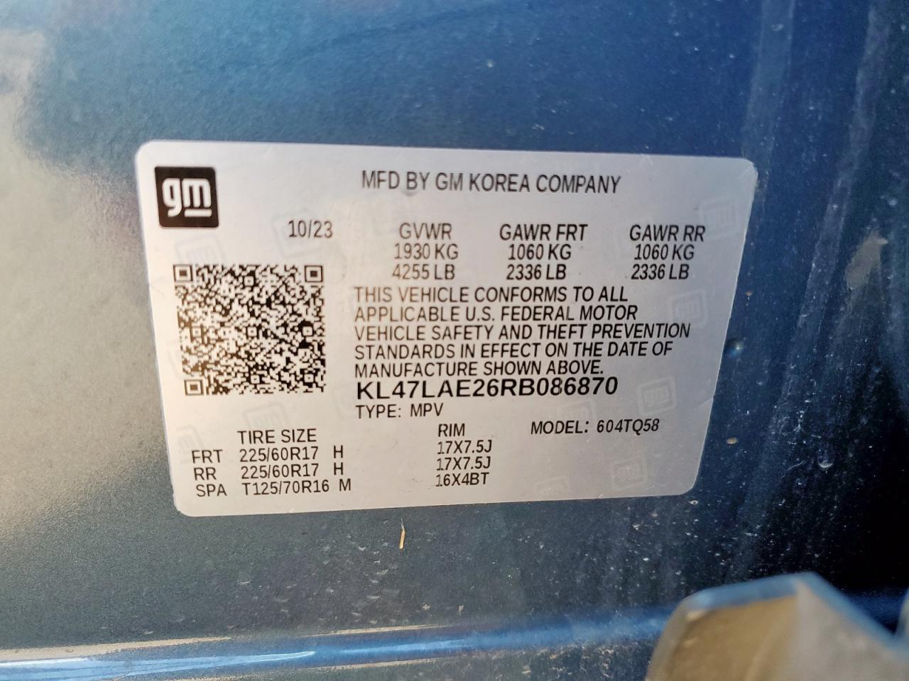 2024 Buick Envista Preferred VIN: KL47LAE26RB086870 Lot: 81481295