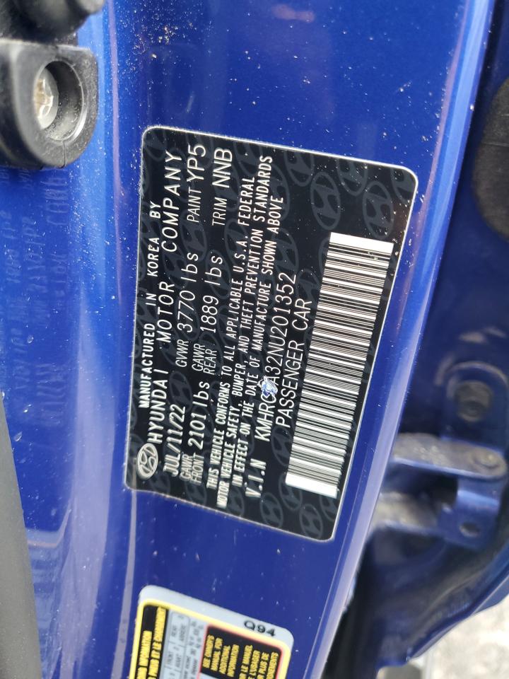 2022 Hyundai Venue Sel VIN: KMHRC8A32NU201352 Lot: 82040765