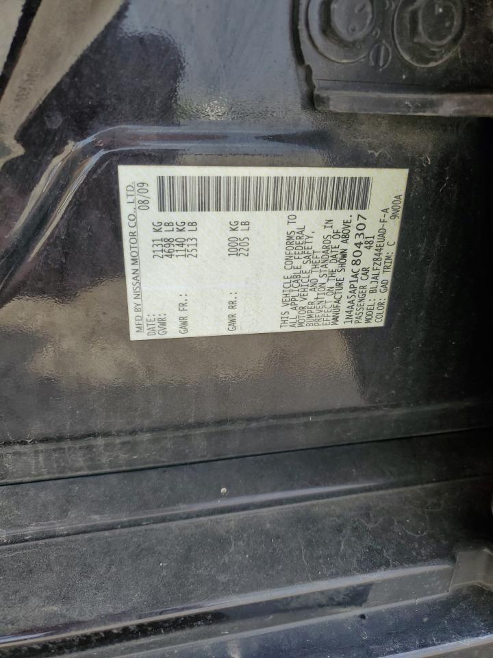 2010 Nissan Maxima S VIN: 1N4AA5AP1AC804307 Lot: 71227935