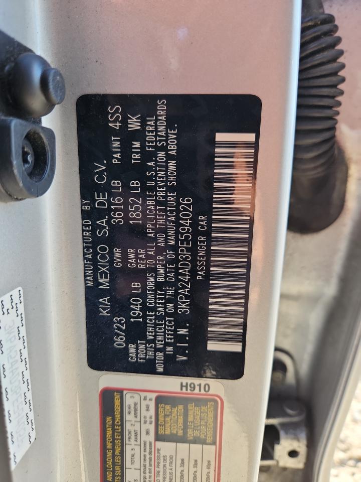 2023 Kia Rio Lx VIN: 3KPA24AD3PE594026 Lot: 71893715