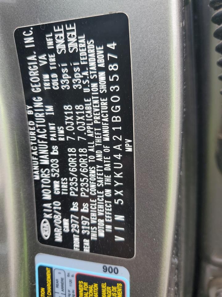 2011 Kia Sorento Ex VIN: 5XYKU4A21BG035874 Lot: 84217645